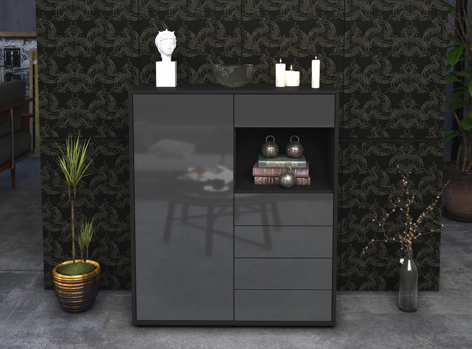 Highboard Loredana, Grau Front (92x108x35cm) - Stil.Zeit Möbel GmbH