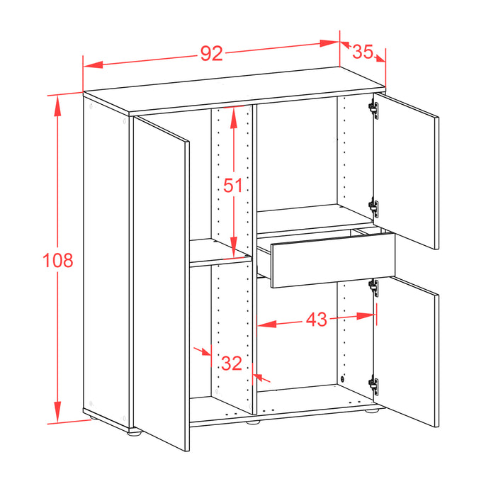 Highboard Lana, Rost Maße (92x108x35cm) - Stil.Zeit Möbel GmbH