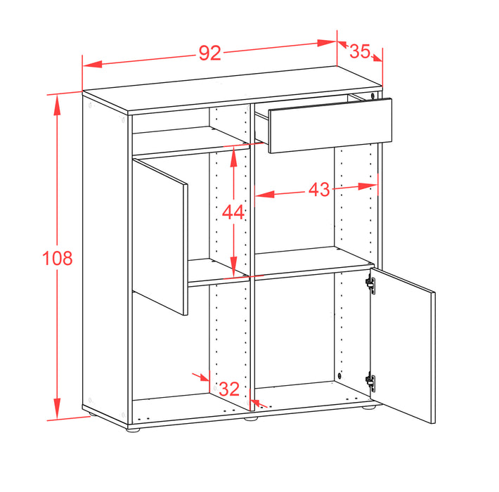 Highboard Luisa, Beton Maße (92x108x35cm) - Stil.Zeit Möbel GmbH