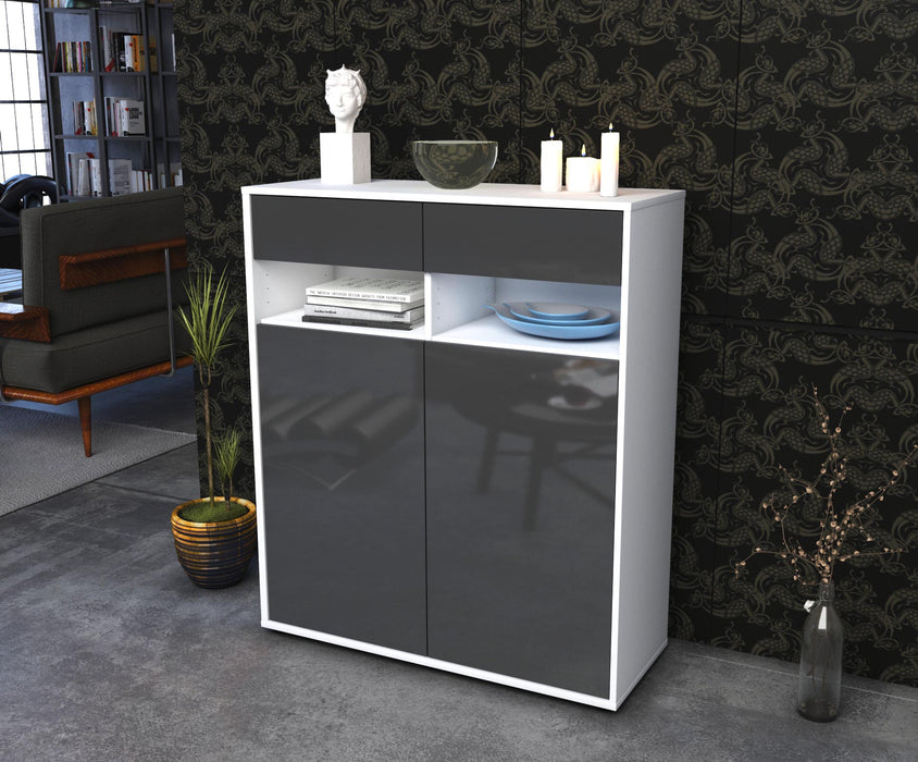 Highboard Ignazia, Grau Seite (92x108x35cm) - Stil.Zeit Möbel GmbH