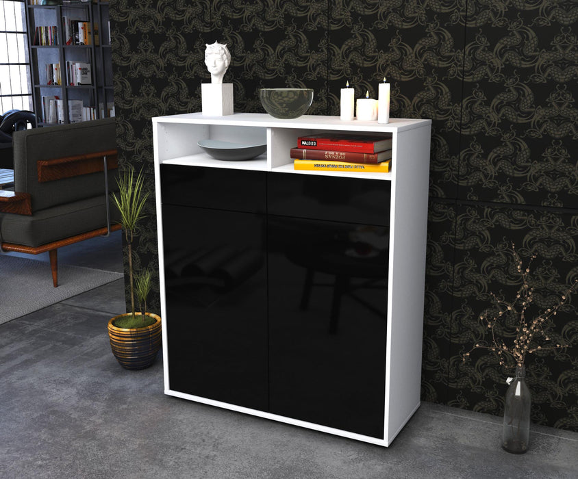 Highboard Ilaria, Schwarz Seite (92x108x35cm) - Stil.Zeit Möbel GmbH