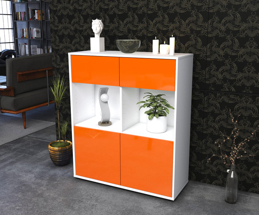 Highboard Imogen, Orange Seite (92x108x35cm) - Stil.Zeit Möbel GmbH