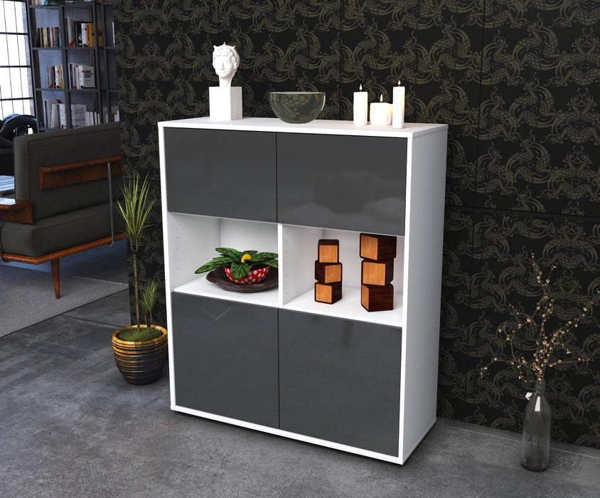 Highboard Ina, Grau Seite (92x108x35cm) - Stil.Zeit Möbel GmbH