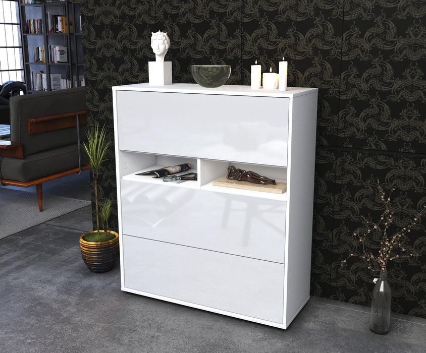 Highboard Janine, Weiß Seite (92x108x35cm) - Stil.Zeit Möbel GmbH