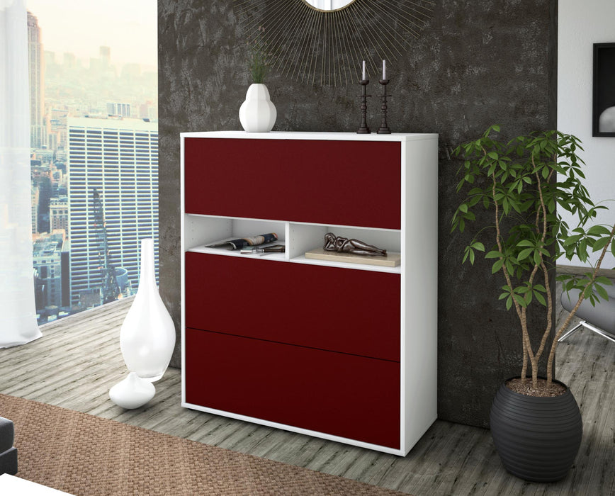 Highboard Janine, Bordeaux Seite (92x108x35cm) - Stil.Zeit Möbel GmbH