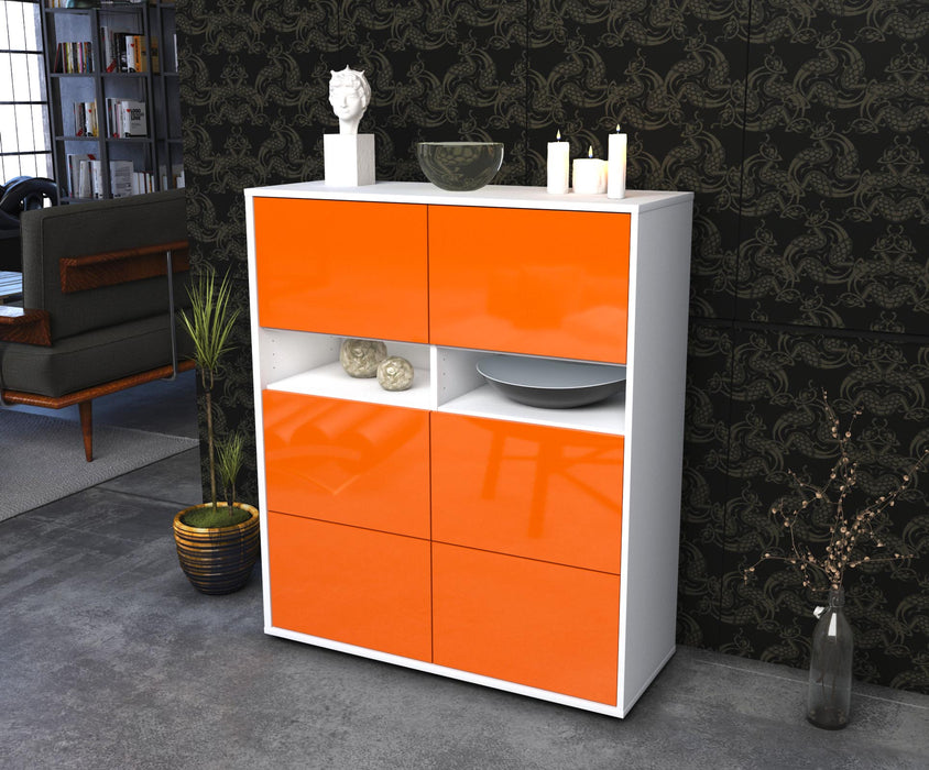 Highboard Jasmin, Orange Seite (92x108x35cm) - Stil.Zeit Möbel GmbH