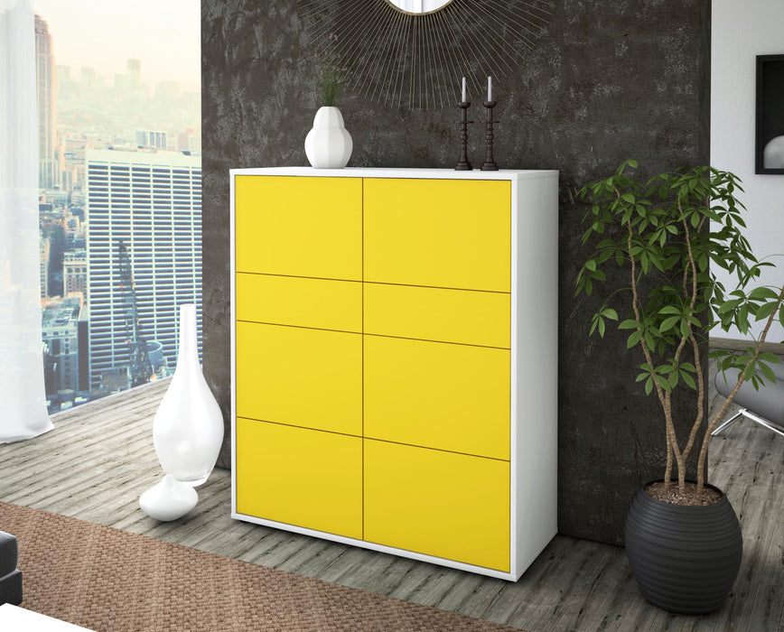 Highboard Jenna, Gelb Seite (92x108x35cm) - Stil.Zeit Möbel GmbH