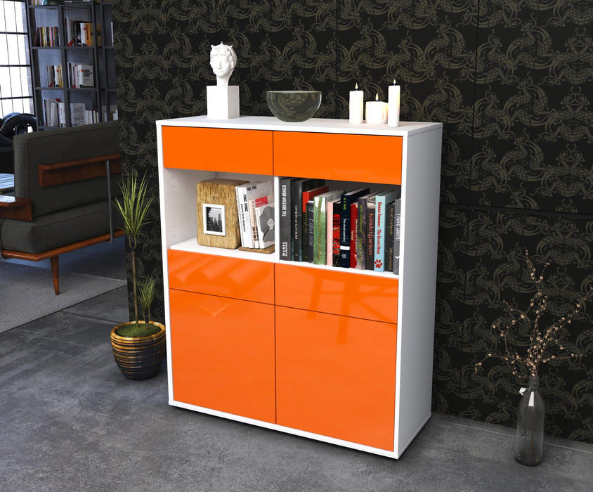 Highboard Jolanda, Orange Seite (92x108x35cm) - Stil.Zeit Möbel GmbH