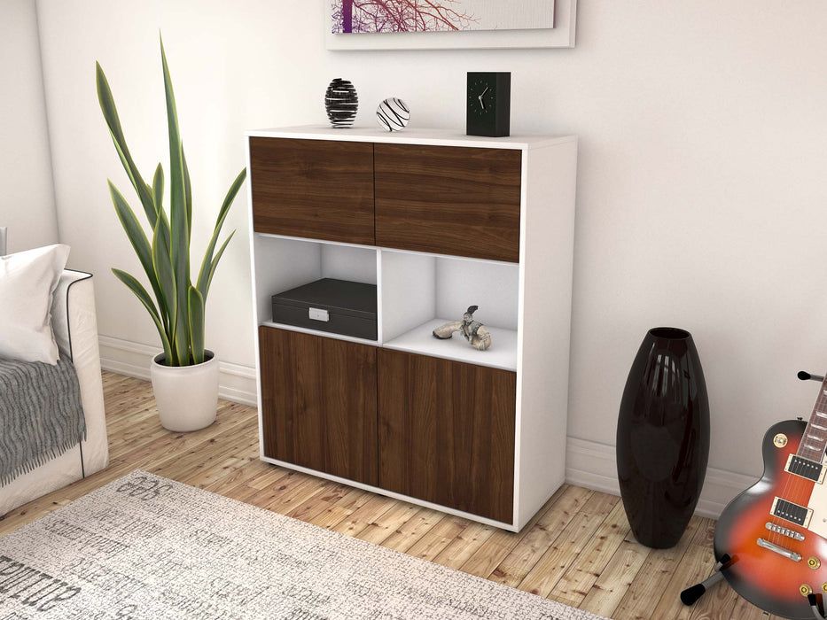 Highboard Katyna, Walnuss Seite (92x108x35cm) - Stil.Zeit Möbel GmbH