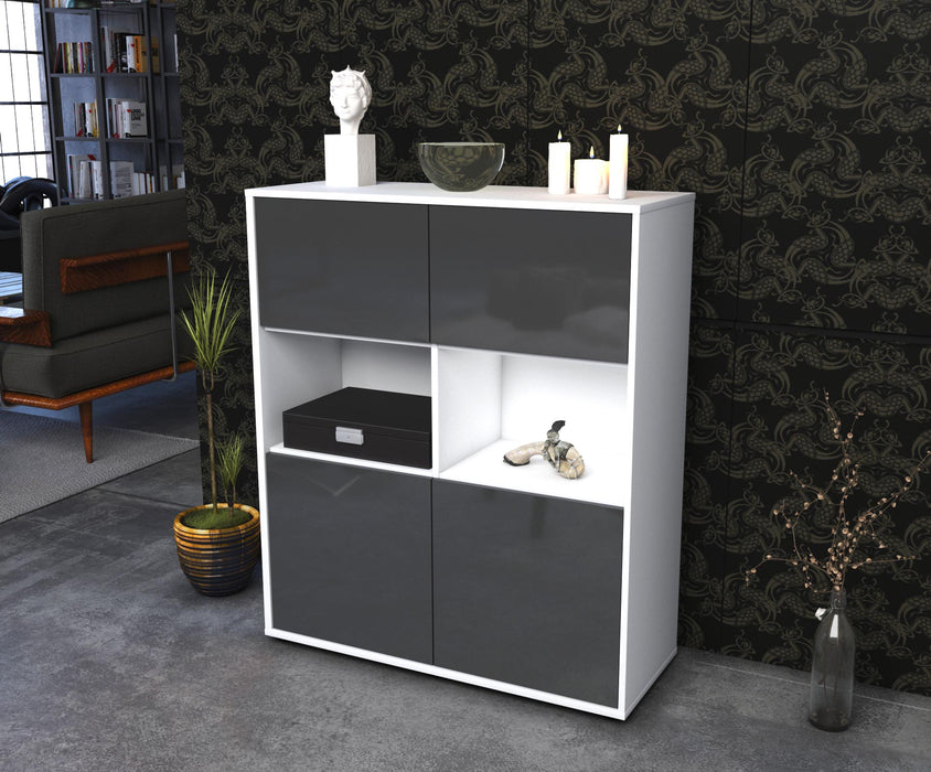 Highboard Katyna, Grau Seite (92x108x35cm) - Stil.Zeit Möbel GmbH