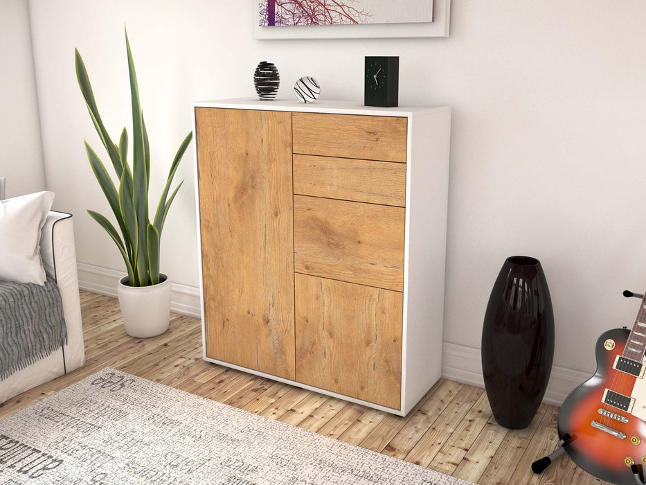 Highboard Kira, Eiche Seite (92x108x35cm) - Stil.Zeit Möbel GmbH