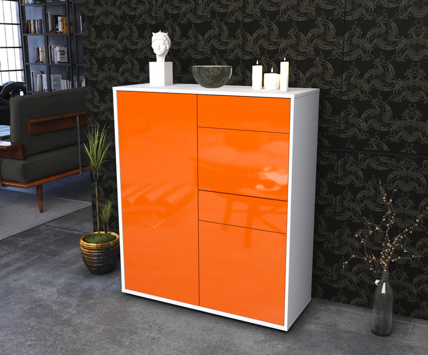 Highboard Laetitia, Orange Seite (92x108x35cm) - Stil.Zeit Möbel GmbH