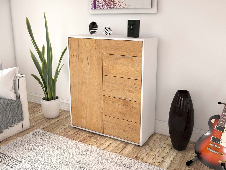 Highboard Laura, Eiche Seite (92x108x35cm) - Stil.Zeit Möbel GmbH