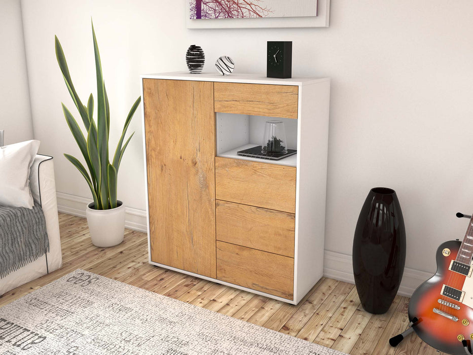 Highboard Lavinia, Eiche Seite (92x108x35cm) - Stil.Zeit Möbel GmbH