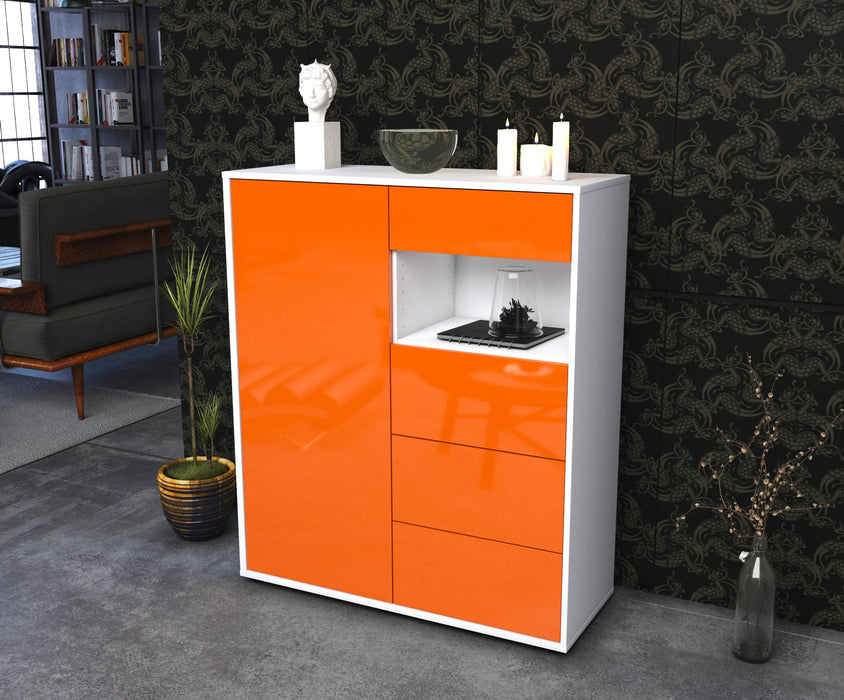 Highboard Lavinia, Orange Seite (92x108x35cm) - Stil.Zeit Möbel GmbH