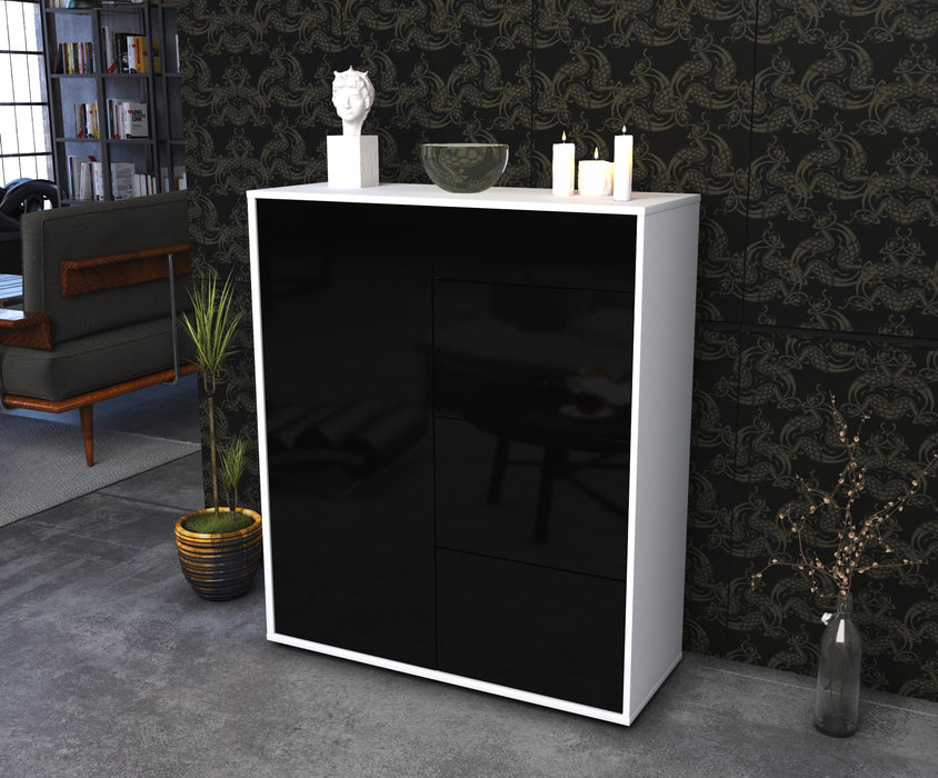 Highboard Lelia, Schwarz Seite (92x108x35cm) - Stil.Zeit Möbel GmbH