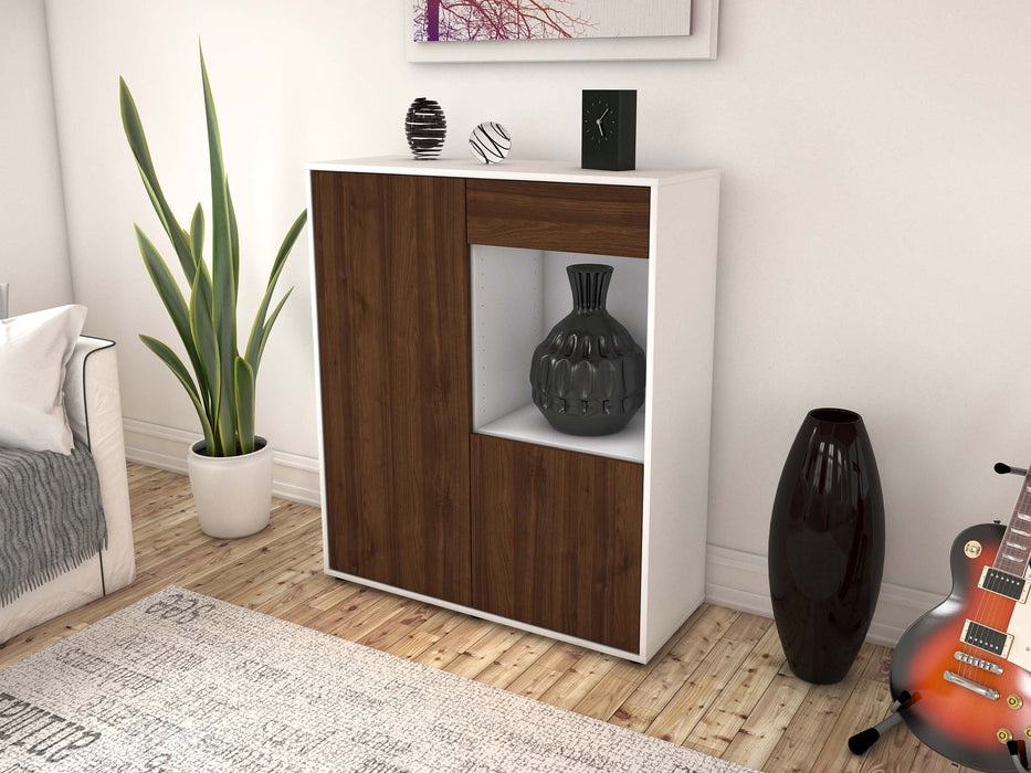 Highboard Lena, Walnuss Seite (92x108x35cm) - Stil.Zeit Möbel GmbH