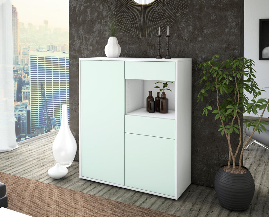 Highboard Leoni, Mint Seite (92x108x35cm) - Stil.Zeit Möbel GmbH