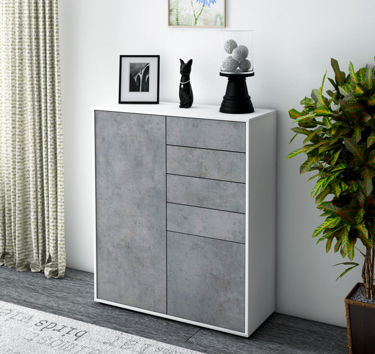 Highboard Leonora, Beton Seite (92x108x35cm) - Stil.Zeit Möbel GmbH