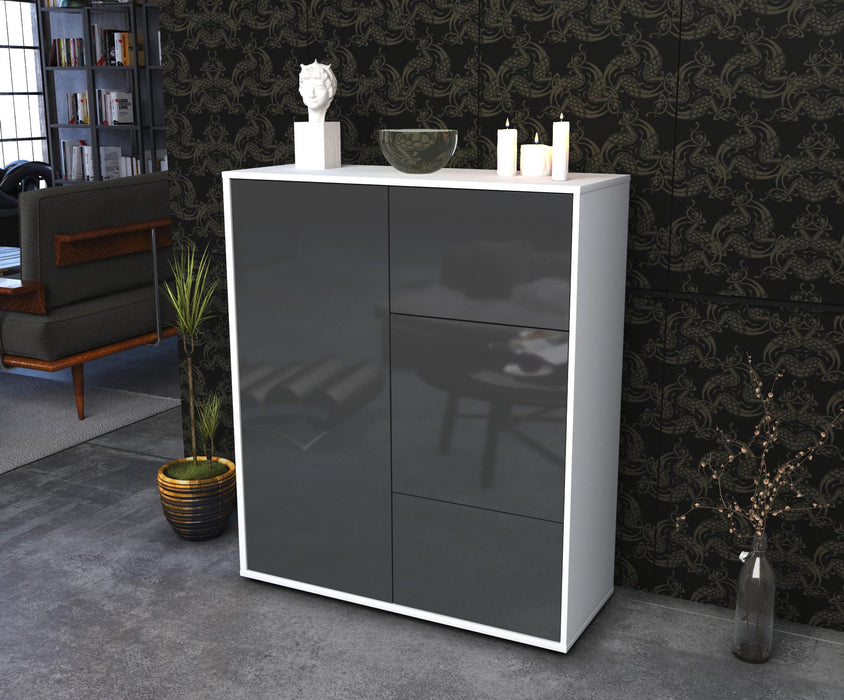 Highboard Lia, Grau Seite (92x108x35cm) - Stil.Zeit Möbel GmbH