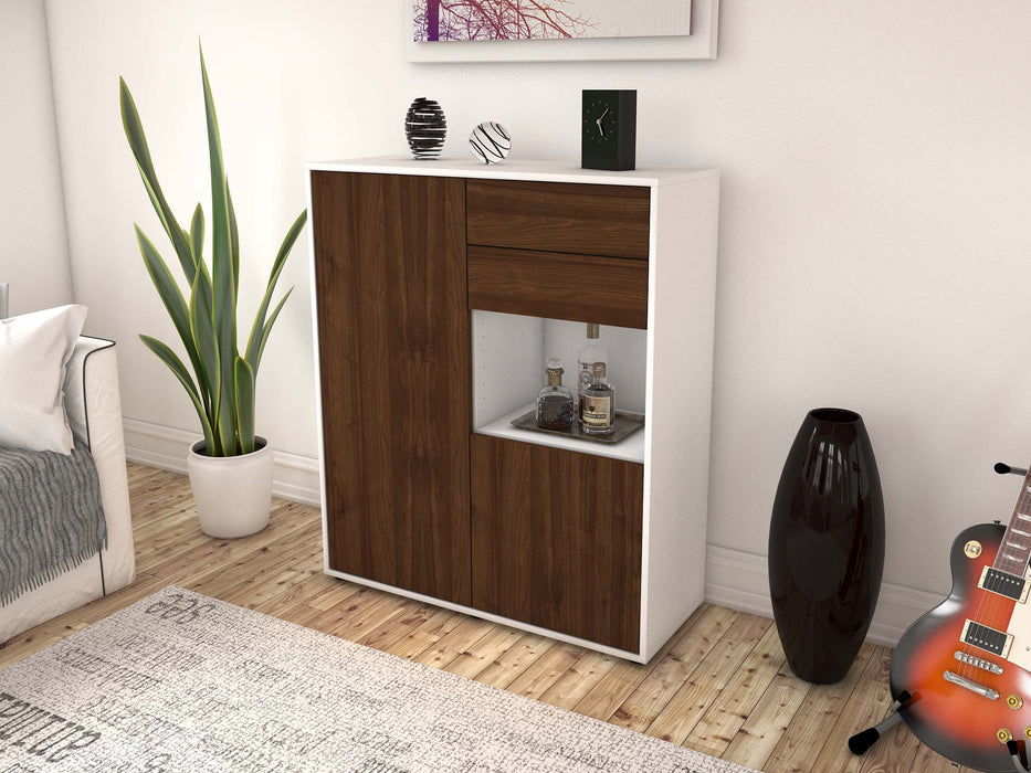 Highboard Lilia, Walnuss Seite (92x108x35cm) - Stil.Zeit Möbel GmbH