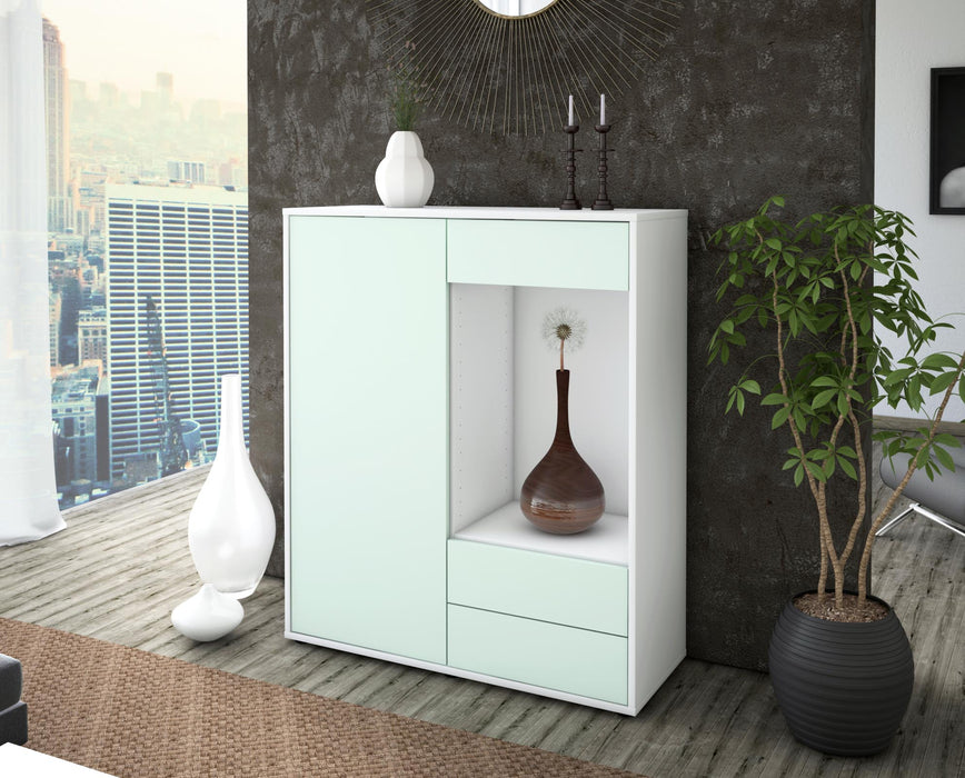 Highboard Lorena, Mint Seite (92x108x35cm) - Stil.Zeit Möbel GmbH