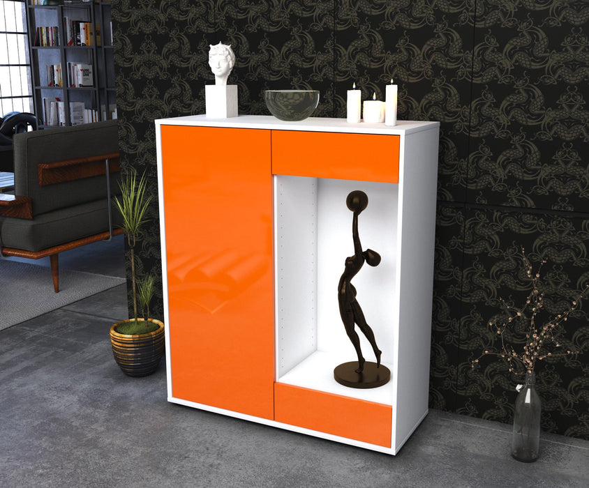 Highboard Lorenza, Orange Seite (92x108x35cm) - Stil.Zeit Möbel GmbH