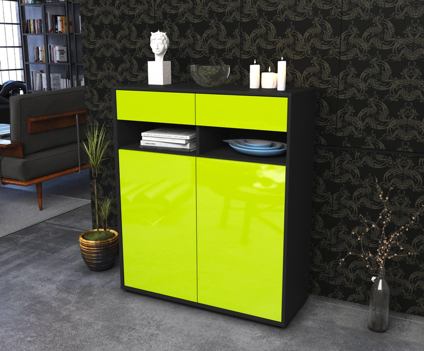 Highboard Ignazia, Grün Seite (92x108x35cm) - Stil.Zeit Möbel GmbH