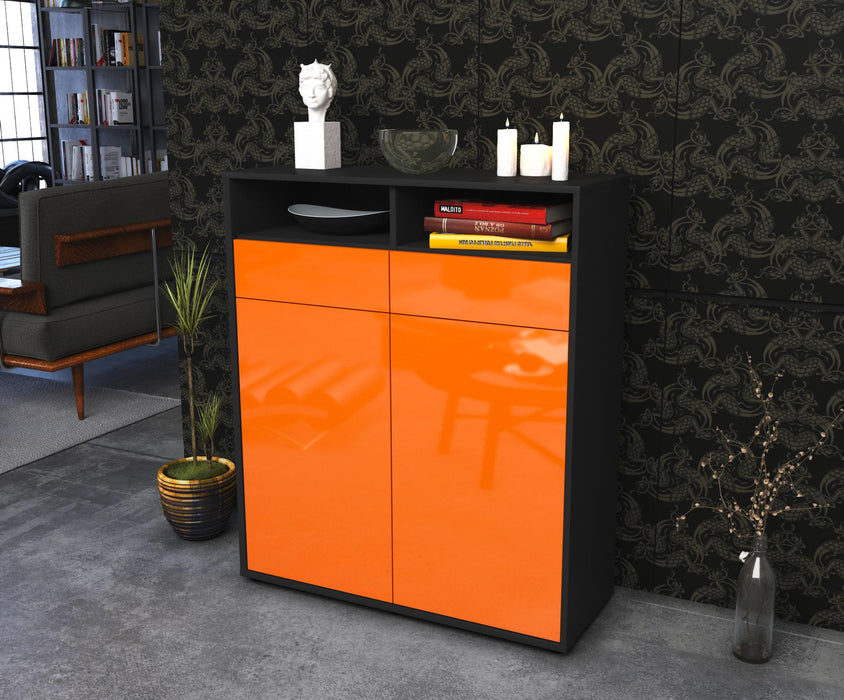 Highboard Ilaria, Orange Seite (92x108x35cm) - Stil.Zeit Möbel GmbH