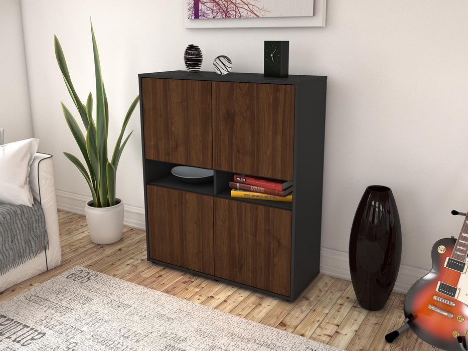 Highboard Innocenza, Walnuss Seite (92x108x35cm) - Stil.Zeit Möbel GmbH