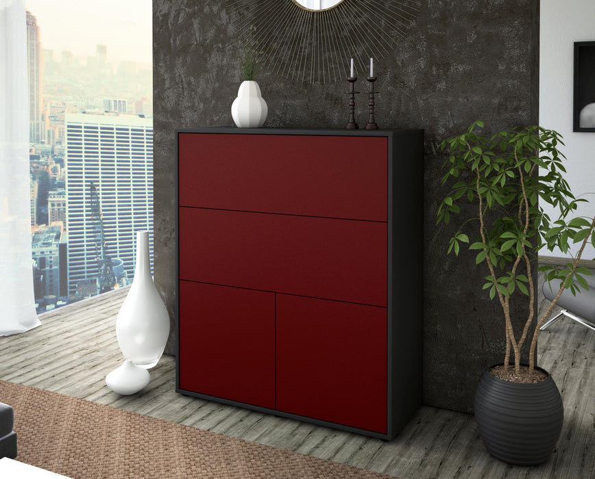 Highboard Isabella, Bordeaux Seite (92x108x35cm) - Stil.Zeit Möbel GmbH