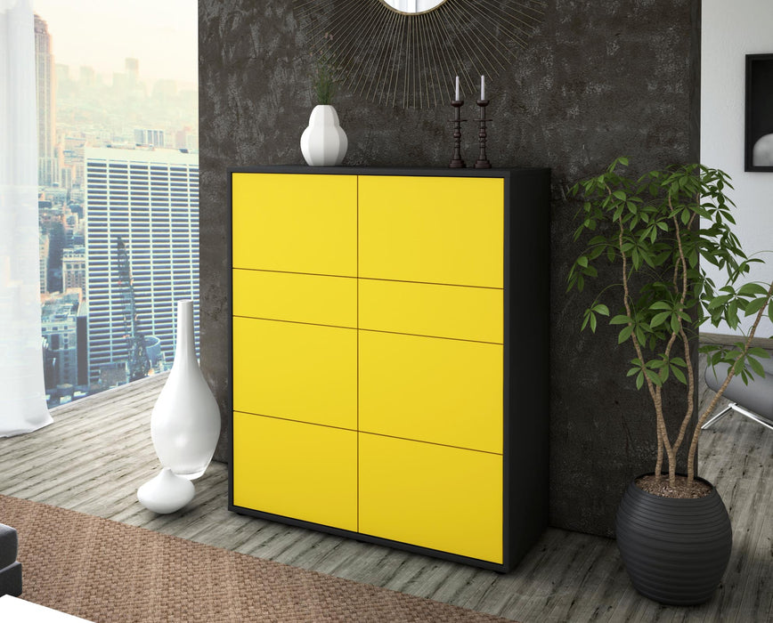 Highboard Jenna, Gelb Seite (92x108x35cm) - Stil.Zeit Möbel GmbH