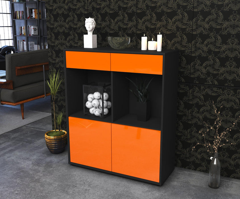 Highboard Joana, Orange Seite (92x108x35cm) - Stil.Zeit Möbel GmbH