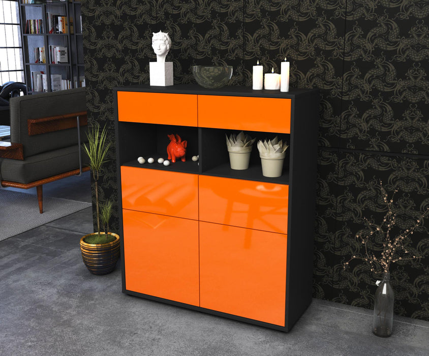 Highboard Karolin, Orange Seite (92x108x35cm) - Stil.Zeit Möbel GmbH