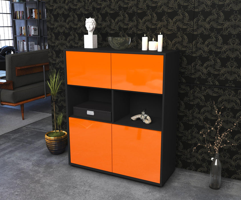 Highboard Katyna, Orange Seite (92x108x35cm) - Stil.Zeit Möbel GmbH