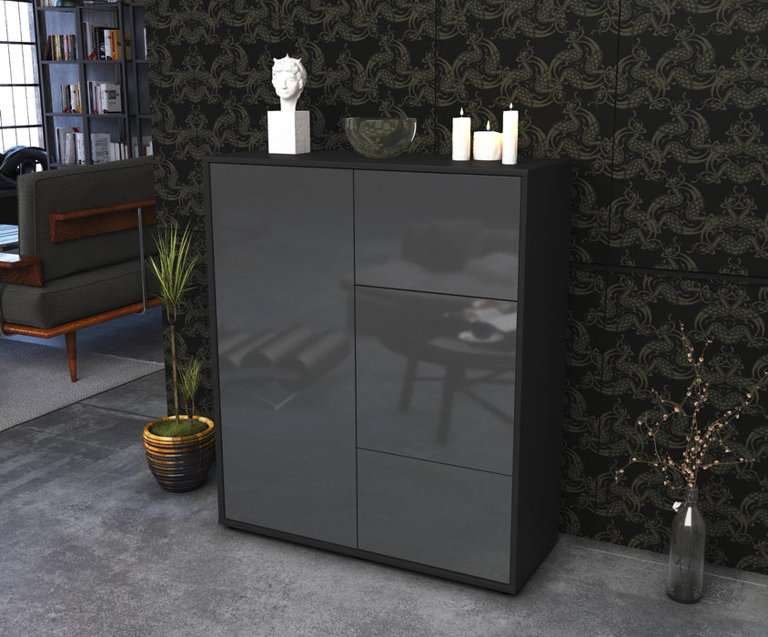 Highboard Lia, Grau Seite (92x108x35cm) - Stil.Zeit Möbel GmbH