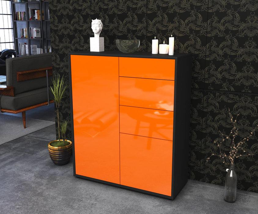 Highboard Linda, Orange Seite (92x108x35cm) - Stil.Zeit Möbel GmbH