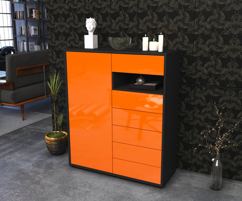 Highboard Lola, Orange Seite (92x108x35cm) - Stil.Zeit Möbel GmbH
