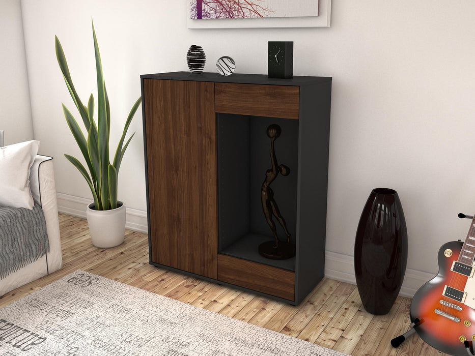 Highboard Lorenza, Walnuss Seite (92x108x35cm) - Stil.Zeit Möbel GmbH