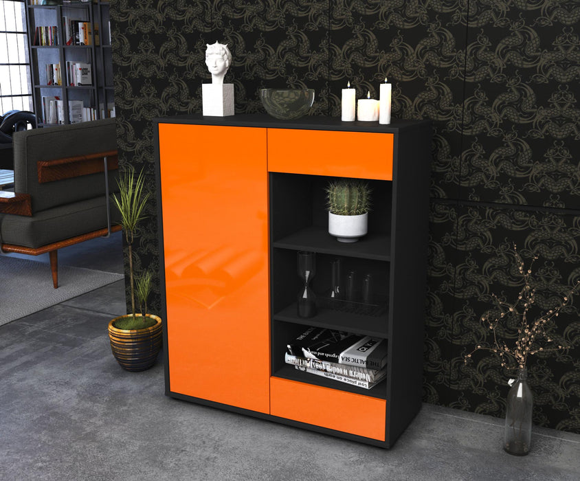 Highboard Luana, Orange Seite (92x108x35cm) - Stil.Zeit Möbel GmbH