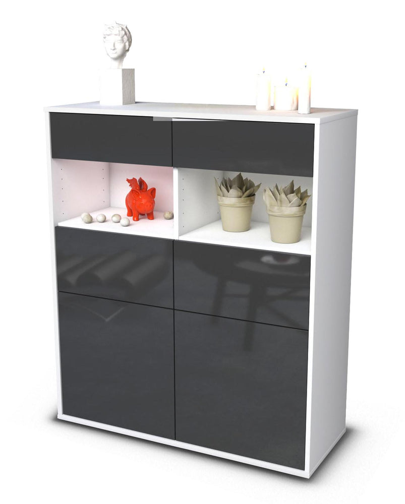 Highboard Karolin, Grau Studio (92x108x35cm) - Stil.Zeit Möbel GmbH