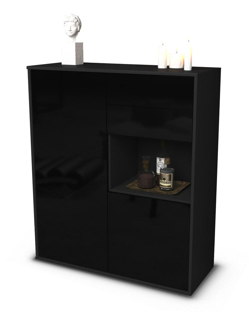 Highboard Leona, Schwarz Studio (92x108x35cm) - Stil.Zeit Möbel GmbH