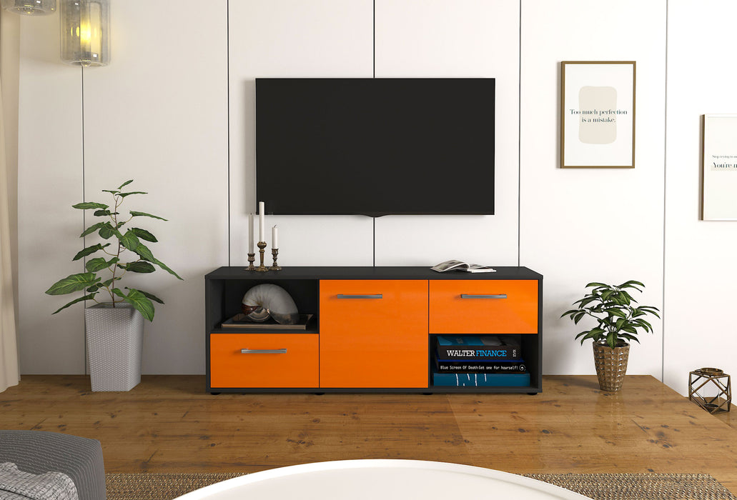 Lowboard Ambra, Orange Front (136x49x35cm) - Stil.Zeit Möbel GmbH