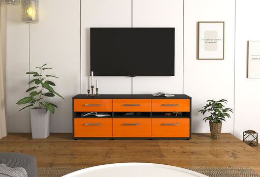 Lowboard Annalena, Orange Front (136x49x35cm) - Stil.Zeit Möbel GmbH