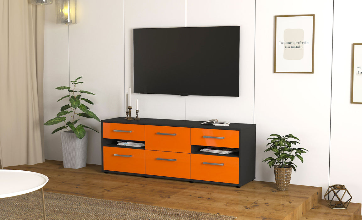Lowboard Andrea, Orange Seite (136x49x35cm) - Stil.Zeit Möbel GmbH