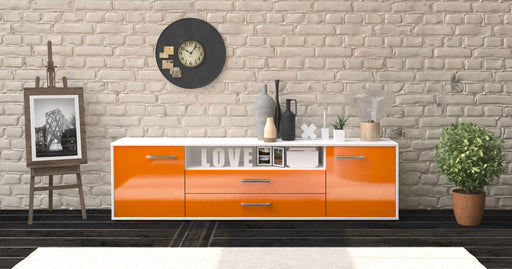 Lowboard Armanda, Orange Front (180x49x35cm) - Stil.Zeit Möbel GmbH