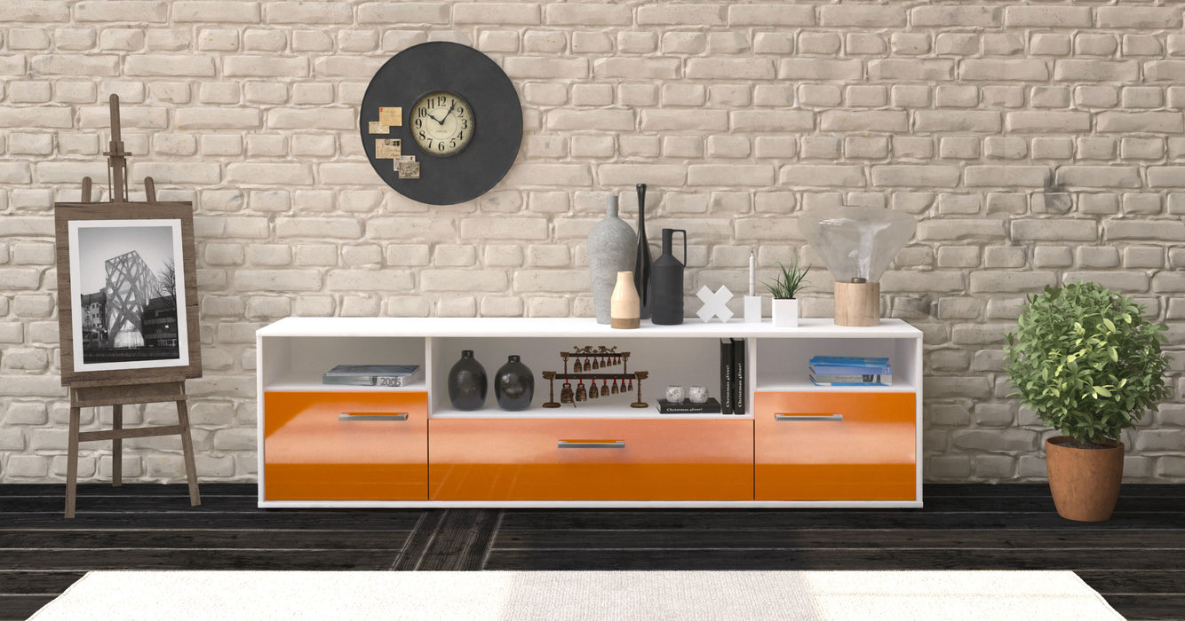 Lowboard Bionda, Orange Front (180x49x35cm) - Stil.Zeit Möbel GmbH