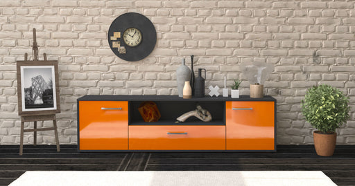 Lowboard Arbnora, Orange Front (180x49x35cm) - Stil.Zeit Möbel GmbH