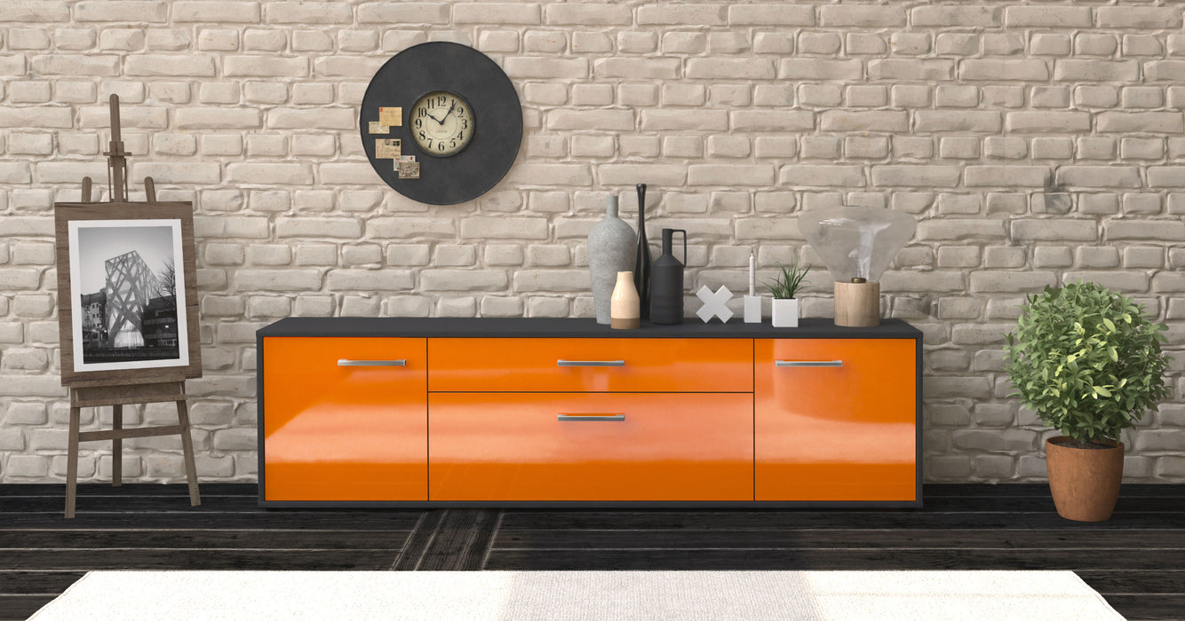 Lowboard Aria, Orange Front (180x49x35cm) - Stil.Zeit Möbel GmbH