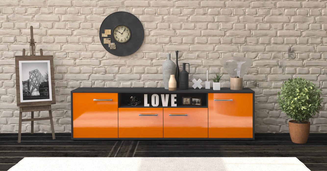 Lowboard Arianna, Orange Front (180x49x35cm) - Stil.Zeit Möbel GmbH